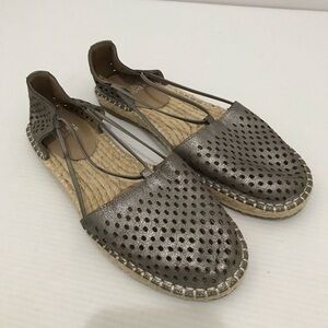 Eileen Fisher Lee 2 Taupe Leather Espadrille Flat Sandals Size 6